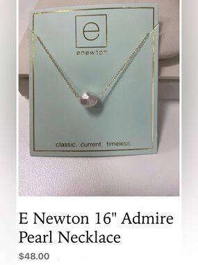 ENewton sterling Silver Chain with White Admire Pearl Pendant